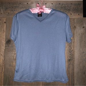 Women’s L PATAGONIA CAPILENE Blue Short Sleeve Base Layer Tee Shirt USA Vintage